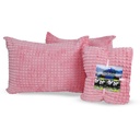 CARESS Plaid 2 places en Velours avec 2 coussins