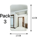 Pack de 3 Miroirs Acrylique Autocollant 27 X 42cm Forme Rectangle