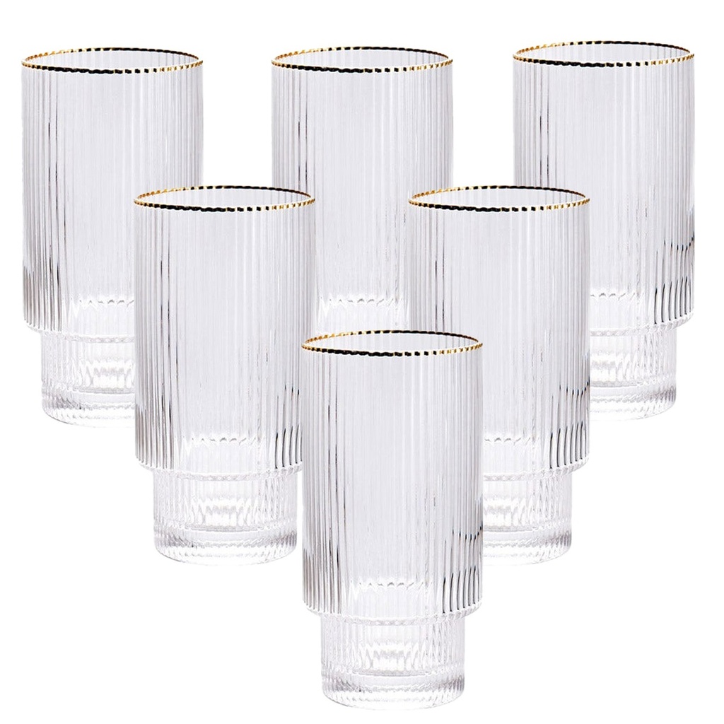 Coffret de 6 Gobelets en Verre avec Bord Doré