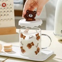 Tasse en Verre avec Couvercle en Silicone Motif Bear