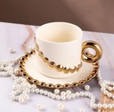 Tasse en Céramique Mug  avec Sous Tasse Motif Perles