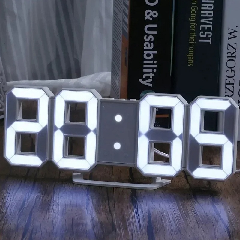 Horloge Digital Led 3D Affichage 24/12 Heures et  Alarme Snooze et Température