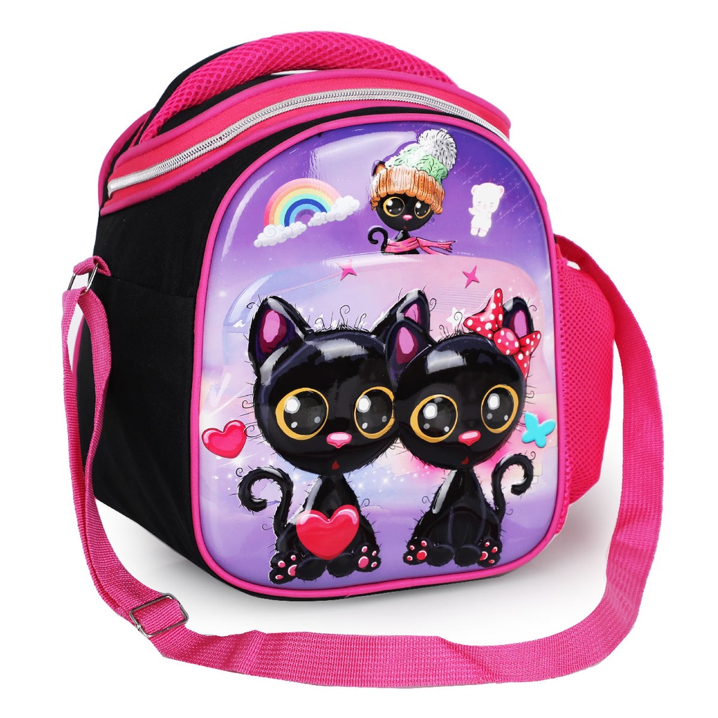 Sac à Gouter 3D Isothermique Portable Pour Fille Motif Deux Chats Noirs