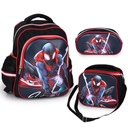 3 en 1 Cartable Garçon Avec Sac Repas et Trousse à Crayons Motif Spiderman