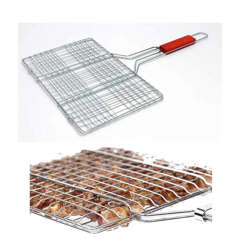 Grille Barbecue Double Face Pour Viande et Poisson 58 x 34 x 23 cm