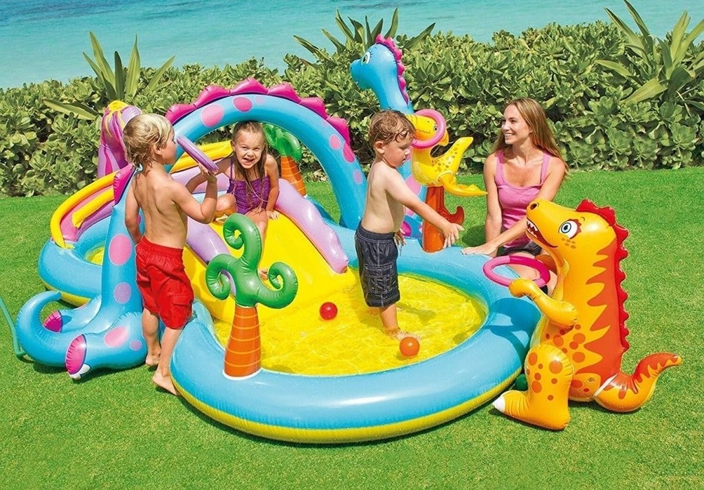 INTEX Piscine Aire De Jeux Dinoland Gonflable 3,02 m x 2,29 m x 1,12 m - Référence : #57135NP