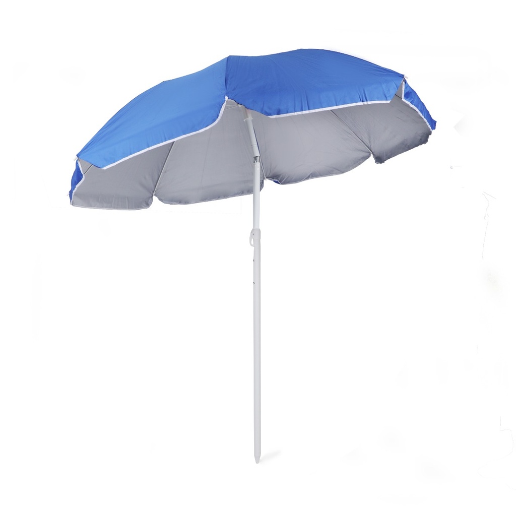 Parasol de Plage en Tissu Anti-UV Tête Inclinable Forme Ronde 1,70 mètres