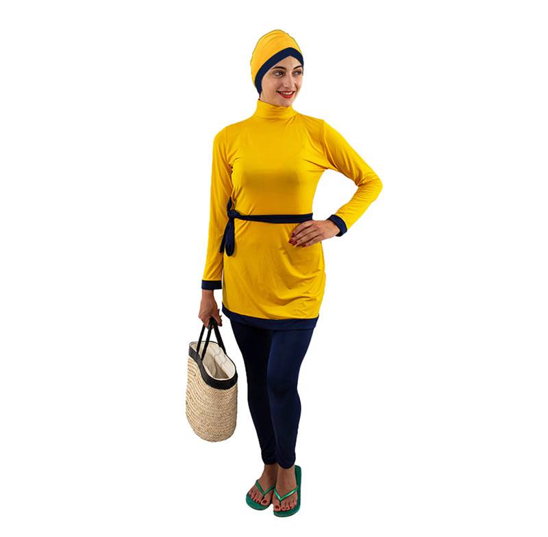 Maillot de bain femme Hijab 4 pièces Jaune