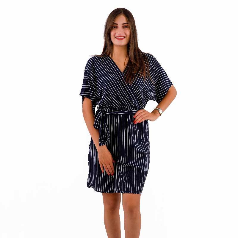 Robe demi manches rayées bleu marine