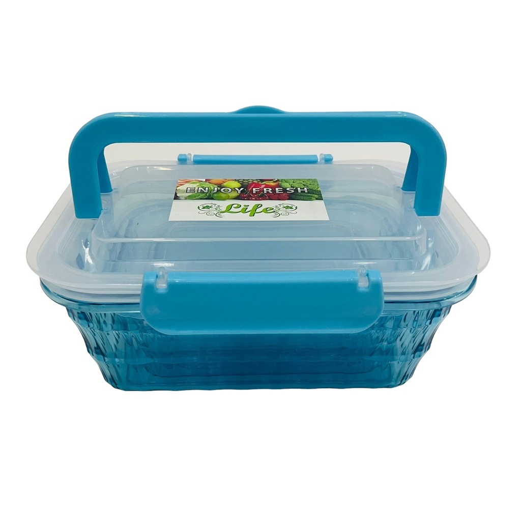 Lot de 3 Boîtes Alimentaires Rectangulaires avec Couvercles en Plastique Dure Sans BPA