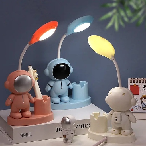 Lampe de Bureau rechargeable LED Forme d'astronaute avec Porte-Stylo