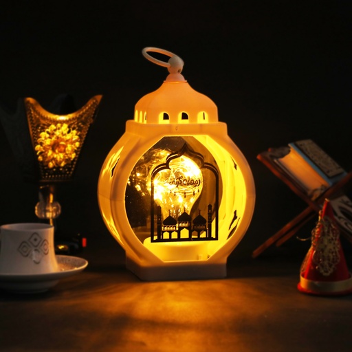 Fanous Lumineux avec Lampe Guirlande Motif Ramadan Karim 21 cm x 12 cm