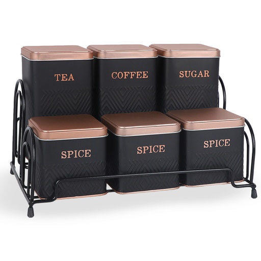 [DATR0146] Set de 6 Pots à Épices  En Métal Avec Support 