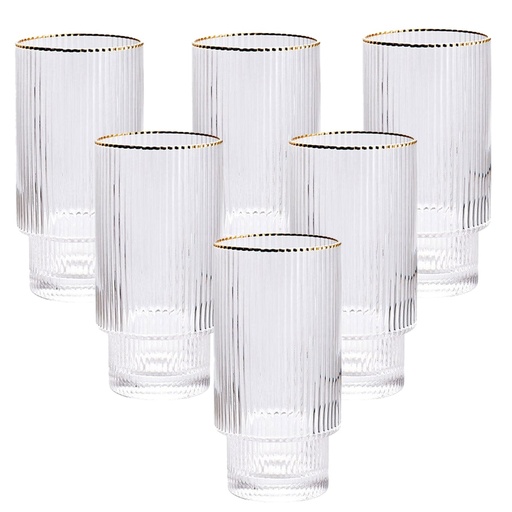 [DATR0169] Coffret de 6 Gobelets en Verre avec Bord Doré