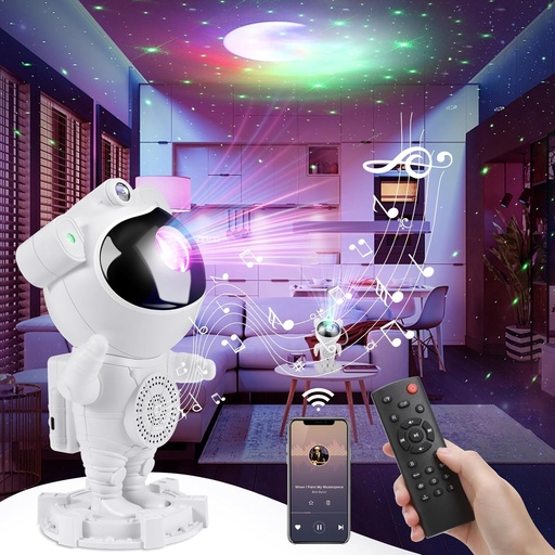 [DATR0269] Jeux de lumière forme Robot  avec Haut-Parleur Bluetooth, Rotation à 360 degrés Minuterie et Télécommande