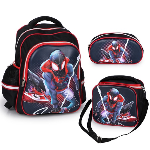 [DATR0406] 3 en 1 Cartable Garçon Avec Sac Repas et Trousse à Crayons Motif Spiderman