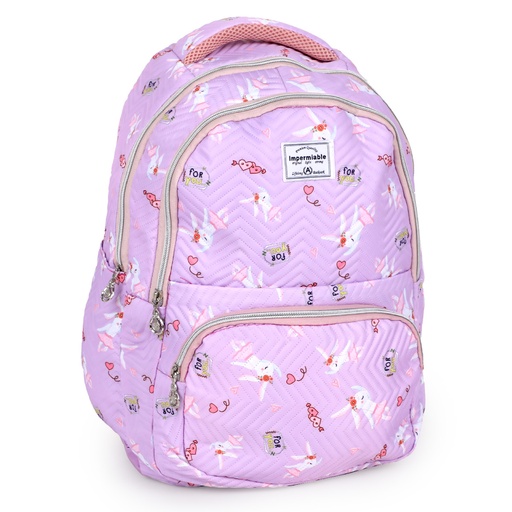 [DATR0430] Sac à Dos En Tissu Bordé Violet Clair avec Motif