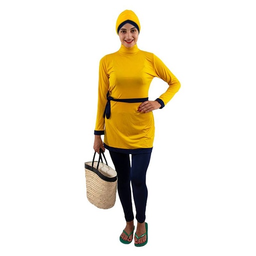 [HIJ7JA] Maillot de bain femme Hijab 4 pièces Jaune