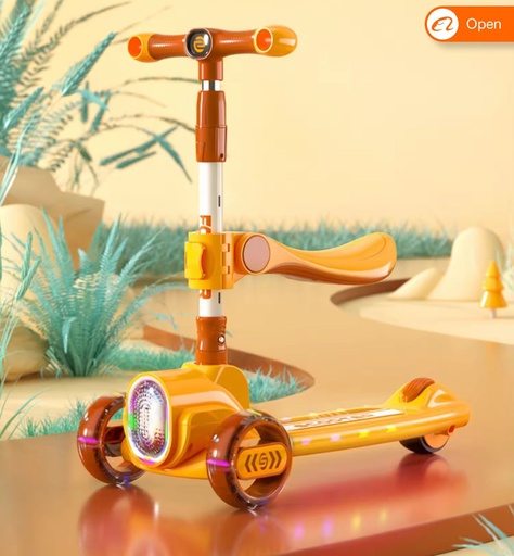 Trottinette à Trois Roues Pour Enfant Avec Phare et Siège Démontable