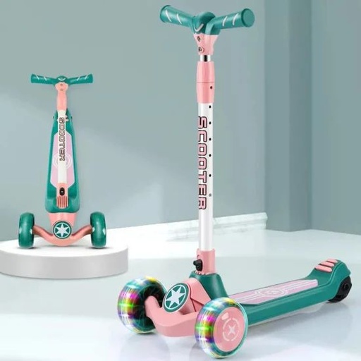 Trottinette à Trois Roues Pliable Pour Enfant Avec Roues Lumineuses