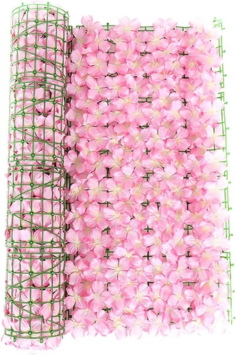 [DATR0683] Mur de Fleurs Artificielles en Rose – Rouleau 1x3 m en Plastique pour Décoration Intérieure et Extérieure